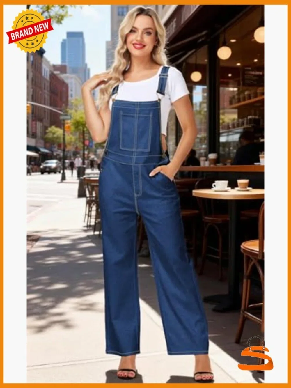 Stretch Denim Bib Overalls Casual Adjustable Strap Jean Jumpsuit